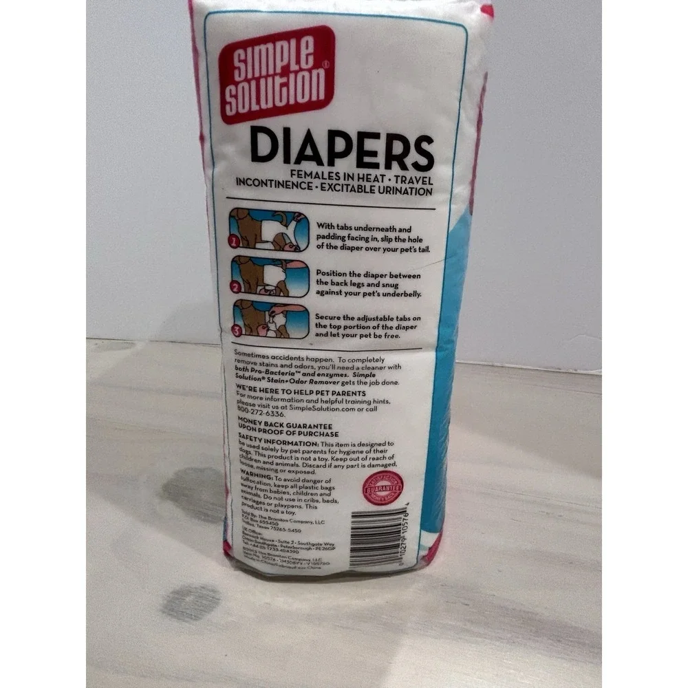 Simple Solution True Fit Dog Diapers Female Small 30 Count‎ Disposable White